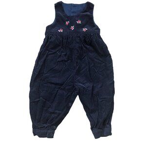 Hartstrings Baby Embroidered Corduroy Jumpsuit Girls Size 24M Navy 100% Cotton